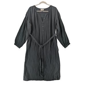 Universal Thread Shirtdress M Black Balloon Long Sleeve Tie Front ALine Modest